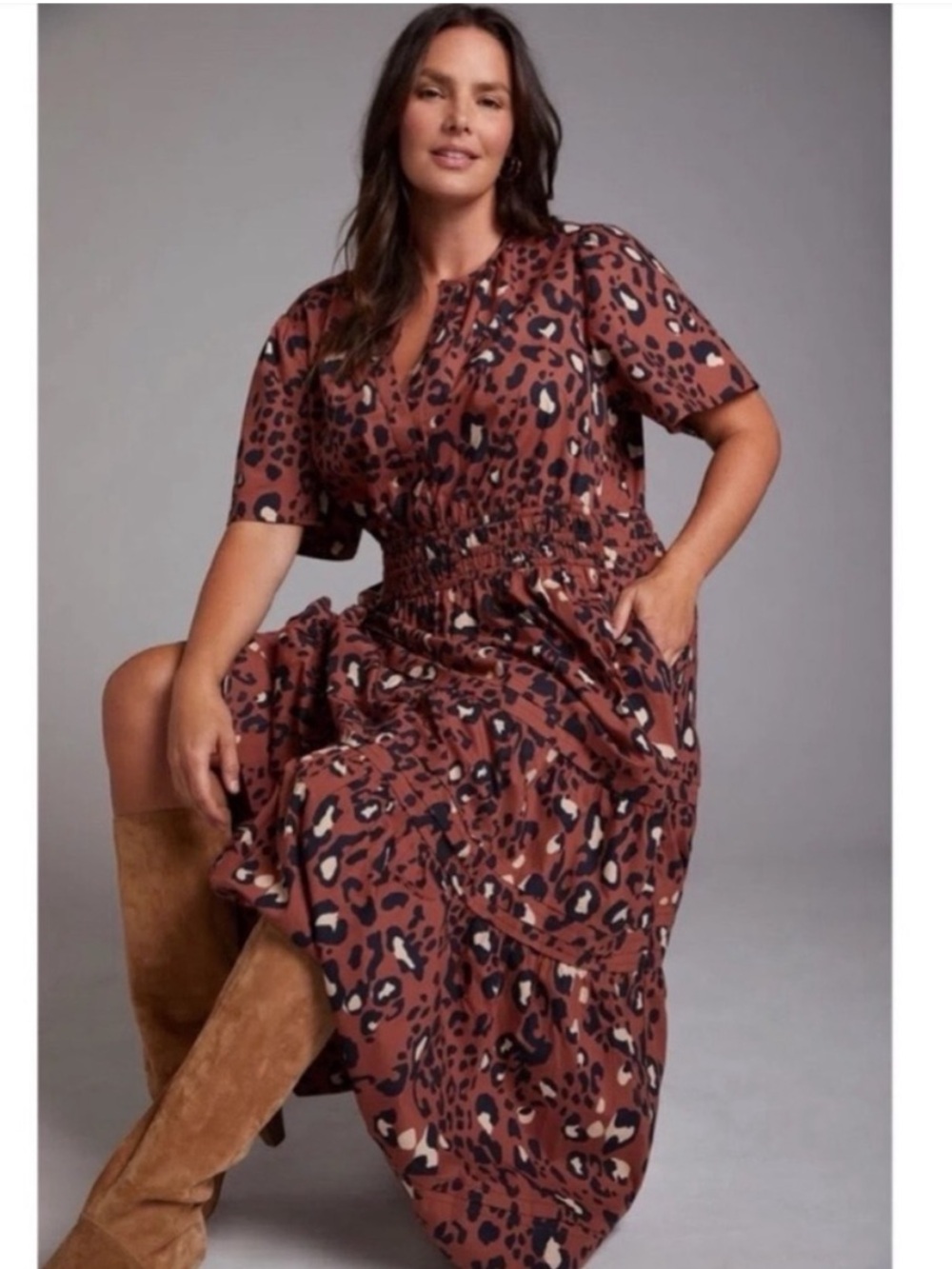 Anthropologie Maeve Somerset Maxi Dress Leopard Print. Size: Medium